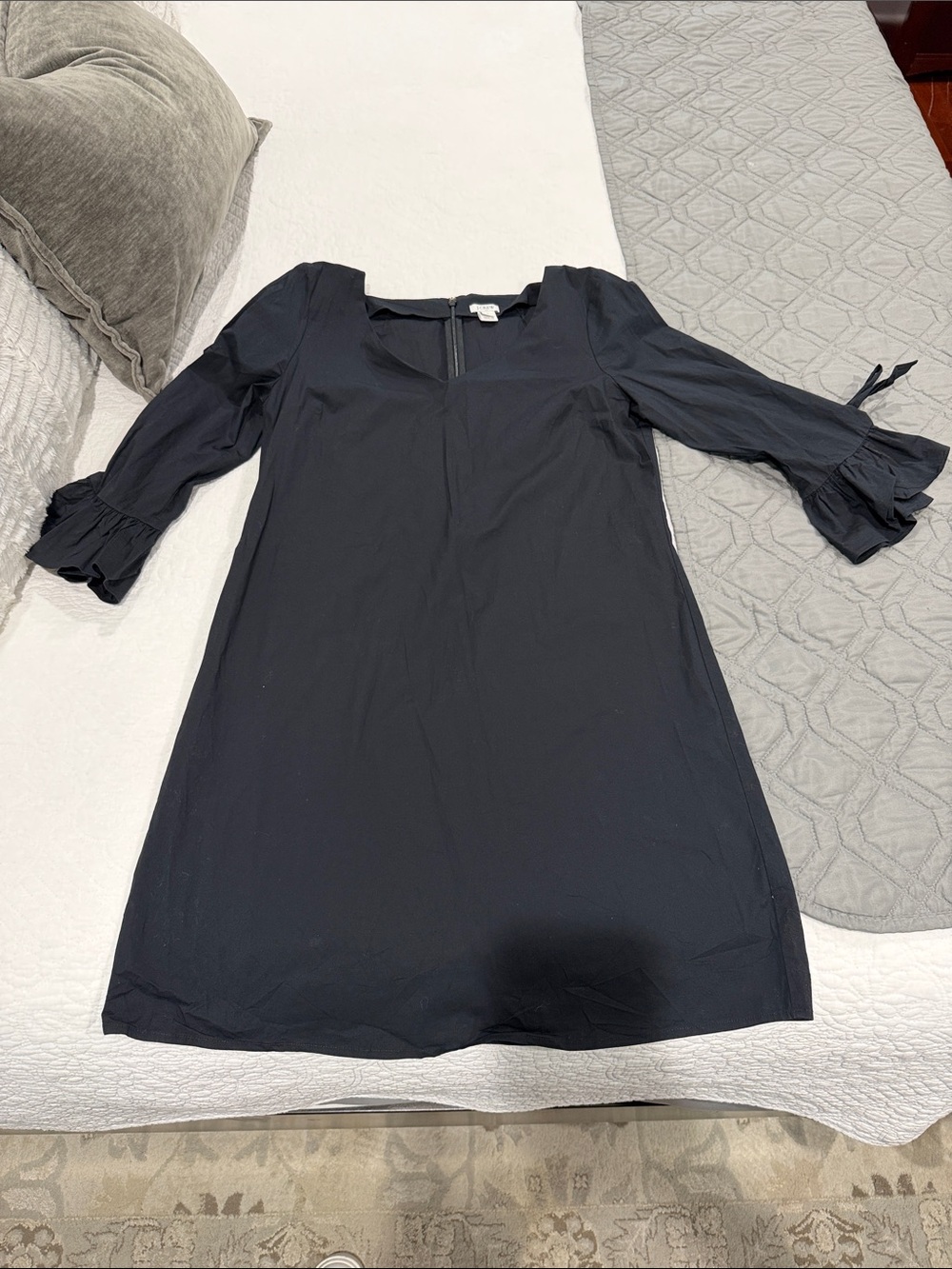 J. Crew Black Ruffle-Sleeve Shift Dress